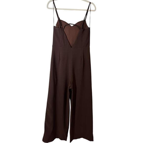 NWt Endless Rose Bustier Wide Leg Jumpsuit Chocolate Brown Medium Corset - Picture 7 of 11